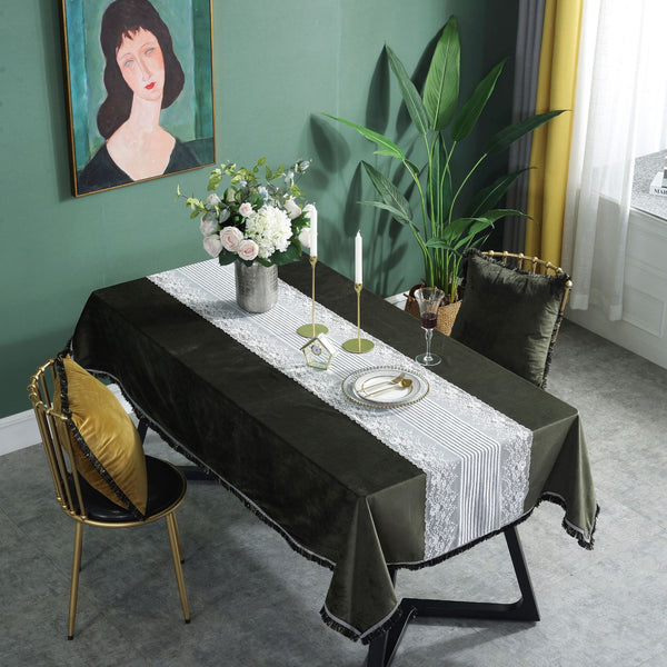 The Royal Lux Olive Velvet Tablecloths