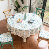 Classic Floral Round Tablecloths Style B Blue Floral