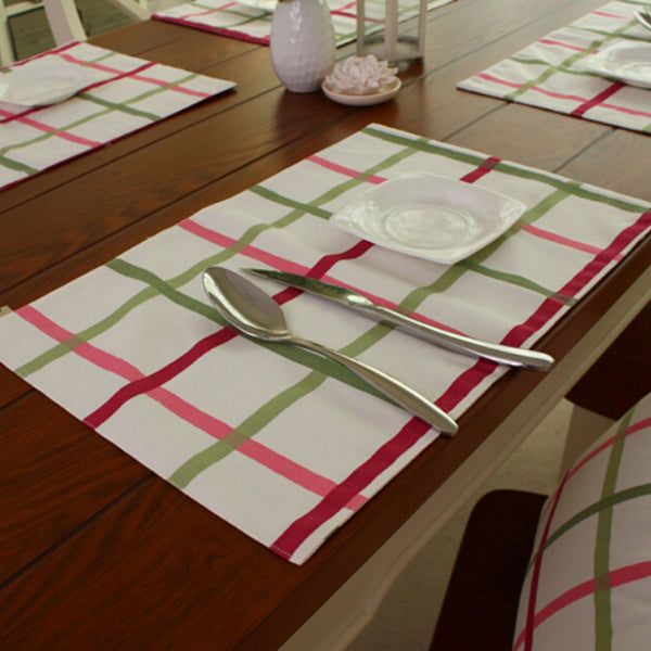 pink & green tartan check style placemat set of four