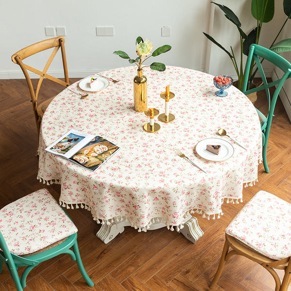 Classic Floral Round Tablecloth Style C Pink Floral