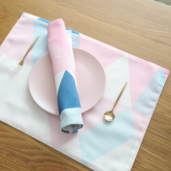 Pink & blue waterproof placemat set of four