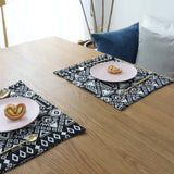 Black and white boho placemats set of four