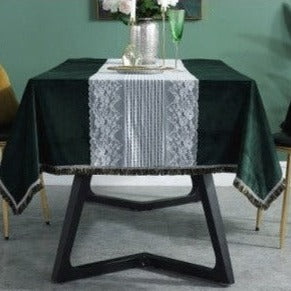 The Royal Lux Dark Green Velvet Tablecloths