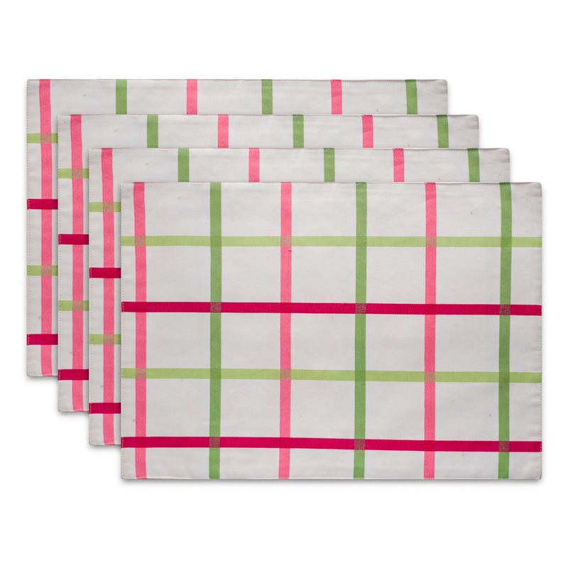 pink & green tartan check style placemat set of four