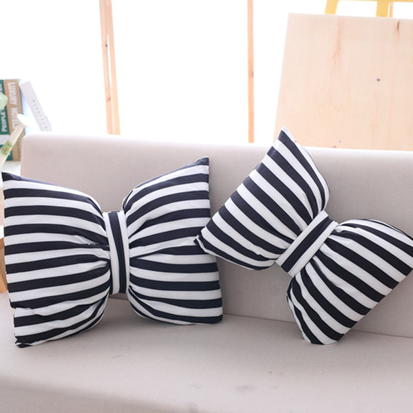 Black and White Stripe Bow Cushion  with filling