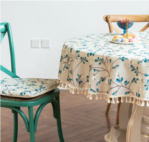 Classic Floral Round Tablecloths Style B Blue Floral