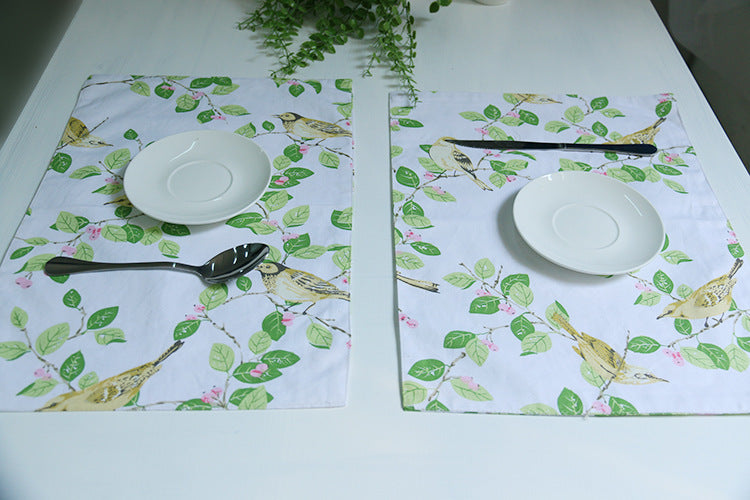 bird and flower print placemat set of four