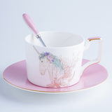 Colourful Unicorn Bone China Ceramic Afternoon Teacup Set 4 Colours