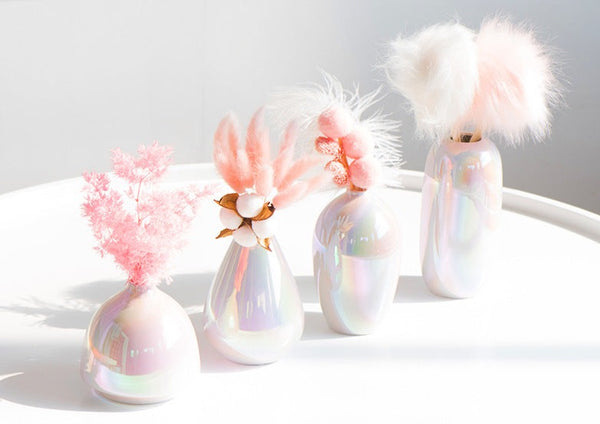 Pearl Effect Rainbow Ceramic Vases HANDMADE