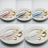 colourful cutlery set of four 24 pieces six people served