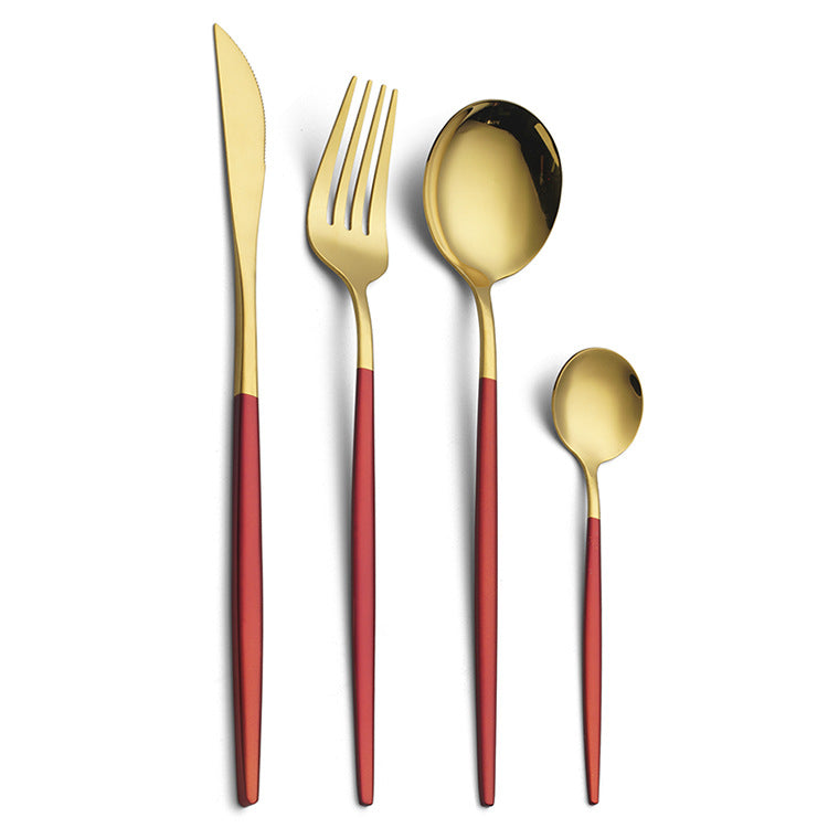 colourful cutlery set of four 24 pieces six people served