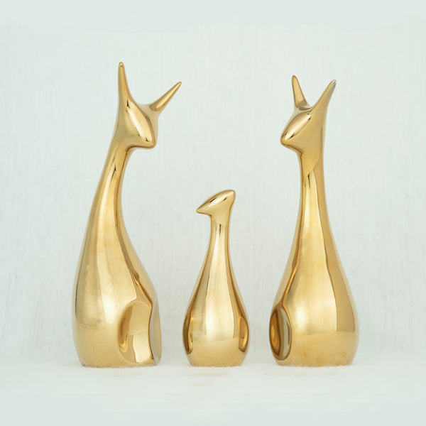 Golden Deer Family Set of Three