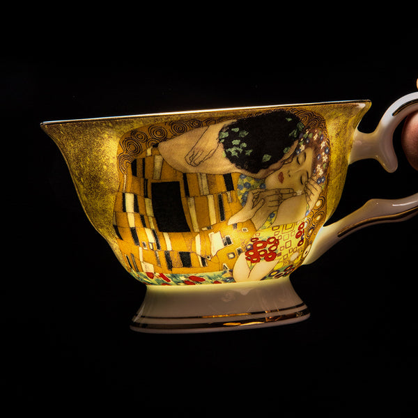Gustav Klimt ART Painting THE KISS Bone China cupS Set of Two